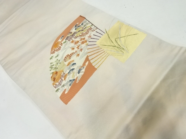 JAPANESE NAGOYA OBI / WOVEN SCENERY OF HOUSE